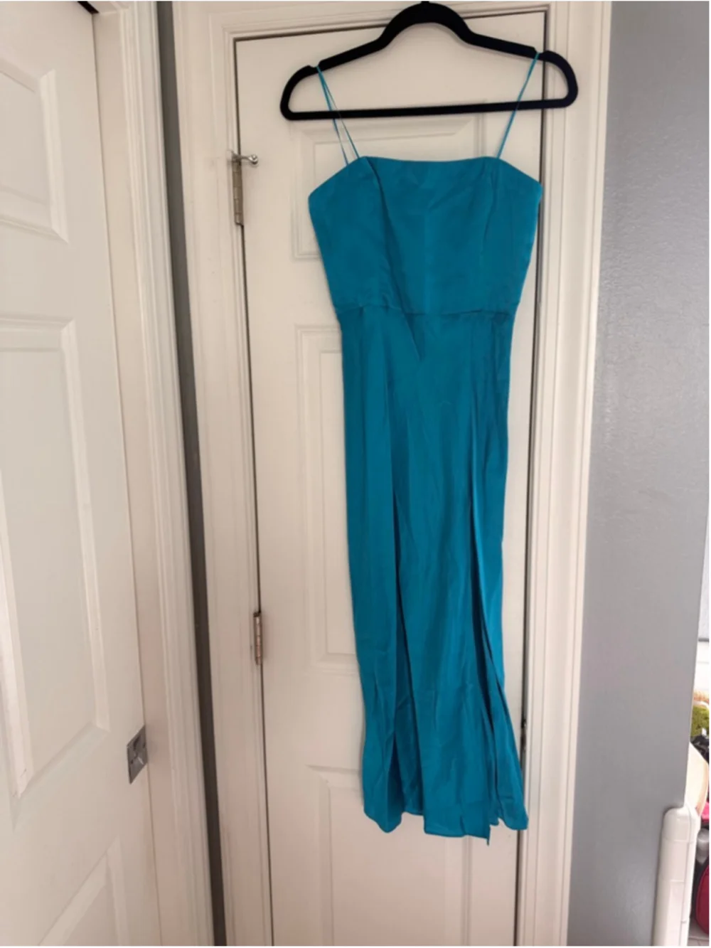 Women's Amanda Uprichard Blue Strapless Midi Dress S - Picture 3 of 5